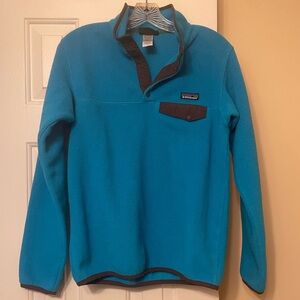 Patagonia Women’s Synchilla Snap-T Pullover Fleece Turquoise Blue Brown Size S
